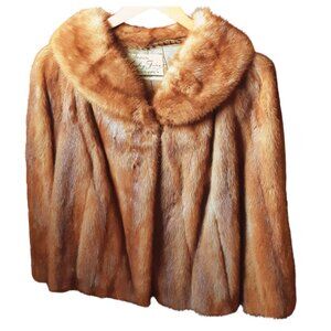 1960s Kosky Beige Mink Vintage Fur Shawl CollarJacket Coat